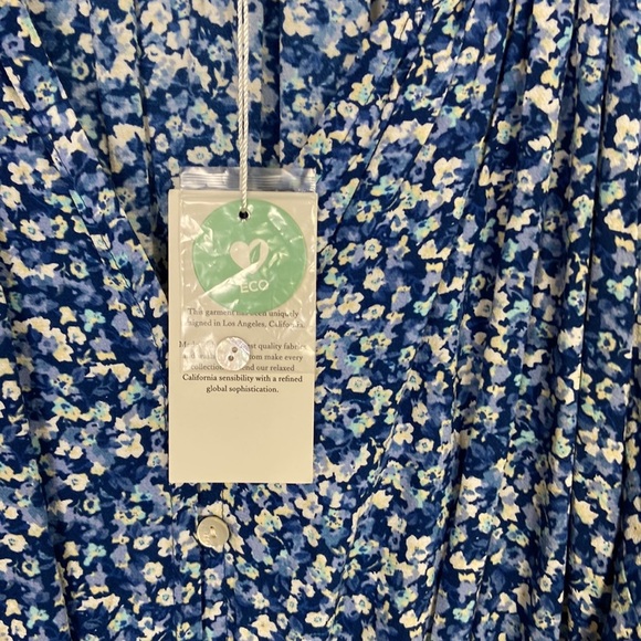NWT Rails Eliza Mini Dress Ice Chrysanthemum Women XS Blue Floral Balloon Summer - Picture 8 of 11